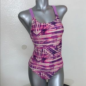 Champion Purple Pattern One Piece Swimsuit Size XS